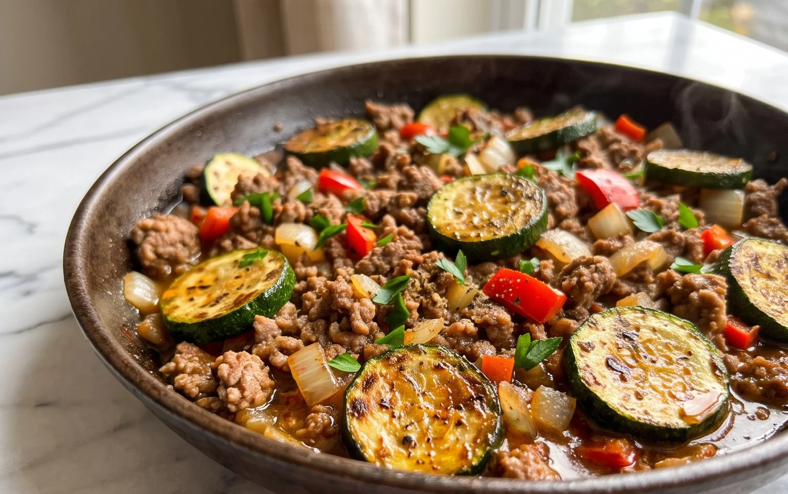 Schnelle Zucchini Hackfleisch Pfanne