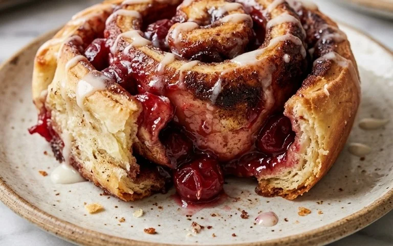 Cherry Cinnamon Rolls with Homemade Filling