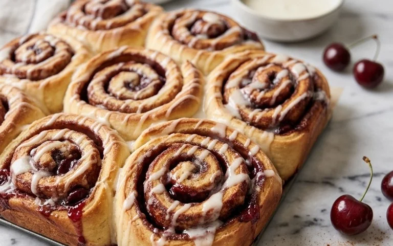 Cherry Cinnamon Rolls with Homemade Filling